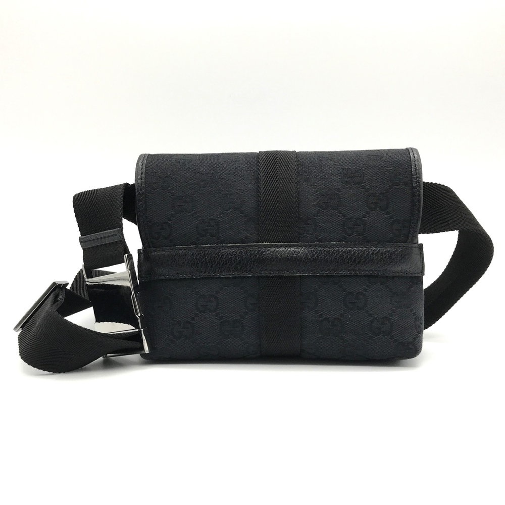 Gucci Bag GG Waist Mini Body Canvas Silver Black
